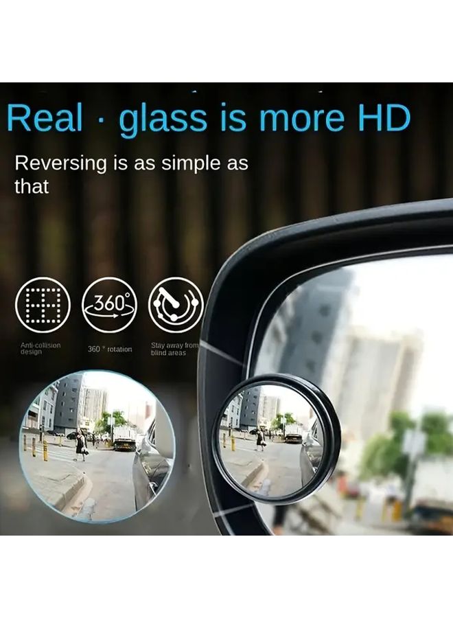 White 360 Degree Car Rearview Mirror 2 Pack Adjustable Blind Spot Wide Angle Safety - Image 1